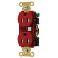 Hubbell Wiring Device-Kellems Straight Blade Devices, Tamper Resistant Duplex Receptacle, Industrial Grade, 20A 125V, 2-Pole 3-Wire Grounding, 5-20R, Red HBL5362RTR